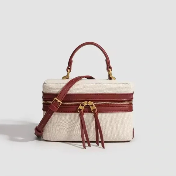 Elegant Cream and Red Women's Handbag - Picture 1 of 5
